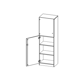 5 Ordnerhöhen, Tür unten (3 OH), oben 2 Vitrinentüren, Türanschlag links - B/H/T: 60x190x40 cm