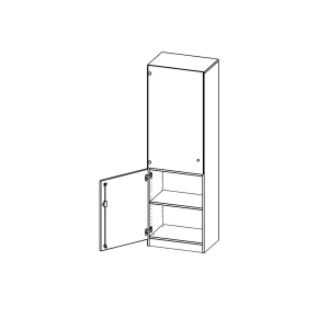 Schrank, 5 Ordnerhöhen, Tür unten (2 OH), oben 3 Vitrinentüren, Türanschlag links - B/H/T: 60x190x60 cm