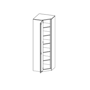 Innenecke als Schrank, 6 Ordnerhöhen, Türanschlag - B/H/T: 90x226x90 cm