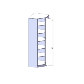 Innenecke als Schrank, 6 Ordnerhöhen, Türanschlag - B/H/T: 90x226x90 cm