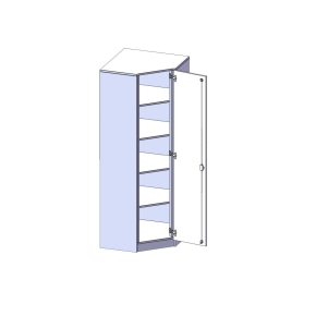 Innenecke als Schrank, 5 Ordnerhöhen, Türanschlag - B/H/T: 90x190x90 cm