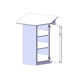 Innenecke als Schrank, 3 Ordnerhöhen, Türanschlag - B/H/T: 90x118x90 cm