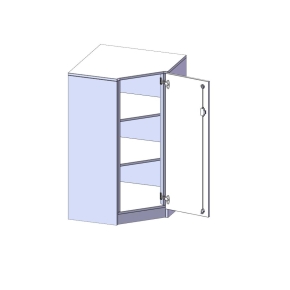 Innenecke als Schrank, 3 Ordnerhöhen, Türanschlag - B/H/T: 70x118x70 cm