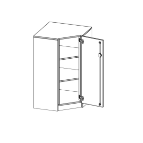 Innenecke als Schrank, 3 Ordnerhöhen, Türanschlag - B/H/T: 80x118x80 cm