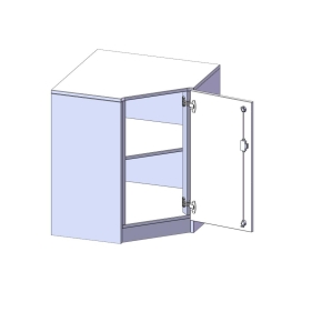 Innenecke als Schrank, 2 Ordnerhöhen, Türanschlag - B/H/T: 70x82x70 cm