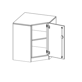 Innenecke als Schrank, 2 Ordnerhöhen, Türanschlag - B/H/T: 80x82x80 cm