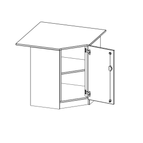 Innenecke als Schrank, 2 Ordnerhöhen, Türanschlag - B/H/T: 90x82x90 cm