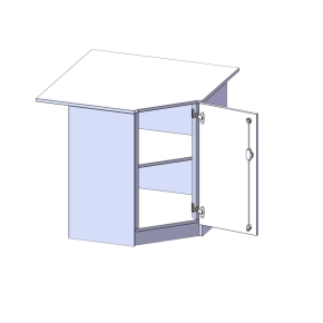 Innenecke als Schrank, 2 Ordnerhöhen, Türanschlag - B/H/T: 90x82x90 cm