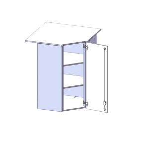 Innenecke Aufsatzschrank, 3 Ordnerhöhen, Türanschlag rechts - B/H/T: 90x108x90 cm