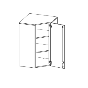 Innenecke Aufsatzschrank, 3 Ordnerhöhen, Türanschlag rechts - B/H/T: 70x108x70 cm