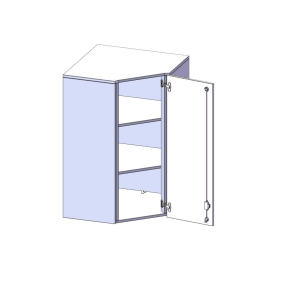 Innenecke Aufsatzschrank, 3 Ordnerhöhen, Türanschlag rechts - B/H/T: 70x108x70 cm