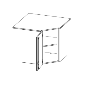 Innenecke Aufsatzschrank, 2 Ordnerhöhe, Türanschlag links - B/H/T: 90x72x90 cm