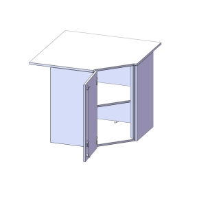 Innenecke Aufsatzschrank, 2 Ordnerhöhe, Türanschlag links - B/H/T: 90x72x90 cm