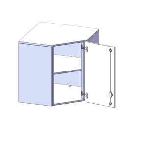 Innenecke Aufsatzschrank, 2 Ordnerhöhe, Türanschlag rechts - B/H/T: 70x72x70 cm