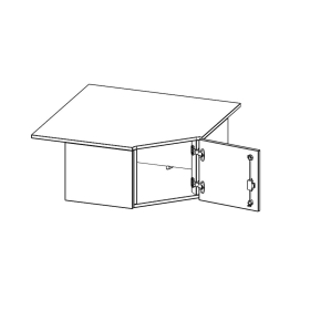 Innenecke Aufsatzschrank, 1 Ordnerhöhe, Türanschlag rechts - B/H/T: 90x36x90 cm