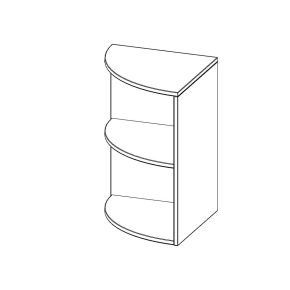 Außenecke Aufsatzregal, 2 Ordnerhöhen - B/H/T: 60x72x60 cm