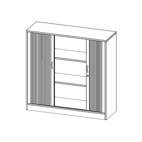 Schrank mit Rollo, 3 Ordnerhöhen - B/H/T: 120x118x50 cm