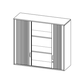 Aufsatzschrank mit Rollo, 3 Ordnerhöhen - B/H/T: 120x108x60 cm