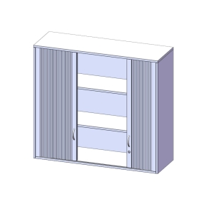 Aufsatzschrank mit Rollo, 3 Ordnerhöhen - B/H/T: 120x108x40 cm