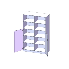 Schrank, 5 Ordnerhöhen, Türen unten (3 OH), oben 2 offene Fächer - B/H/T: 120x190x60 cm