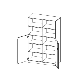 Schrank, 5 Ordnerhöhen, Türen unten (3 OH), oben 2 offene Fächer - B/H/T: 120x190x50 cm