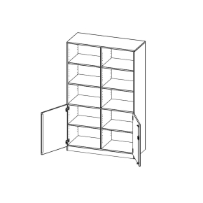 Schrank, 5 Ordnerhöhen, Türen unten (2 OH), oben 3 offene Fächer - B/H/T: 120x190x60 cm