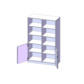 Schrank, 5 Ordnerhöhen, Türen unten (2 OH), oben 3 offene Fächer - B/H/T: 120x190x60 cm