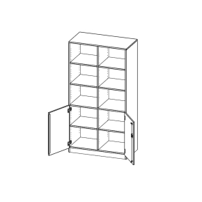 Schrank, 5 Ordnerhöhen, Türen unten (2 OH), oben 3 offene Fächer - B/H/T: 100x190x60 cm