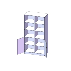 Schrank, 5 Ordnerhöhen, Türen unten (2 OH), oben 3 offene Fächer - B/H/T: 100x190x60 cm