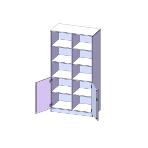 Schrank, 5 Ordnerhöhen, Türen unten (2 OH), oben 3 offene Fächer - B/H/T: 100x190x50 cm