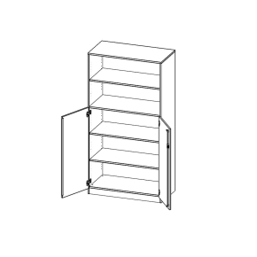 Schrank, 5 Ordnerhöhen, Türen unten (3 OH), oben 2 offene Fächer - B/H/T: 100x190x60 cm