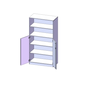 Schrank, 5 Ordnerhöhen, Türen unten (3 OH), oben 2 offene Fächer - B/H/T: 100x190x60 cm