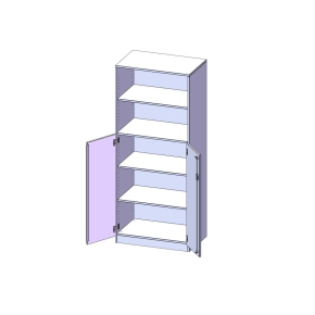 Schrank, 5 Ordnerhöhen, Türen unten (3 OH), oben 2 offene Fächer - B/H/T: 100x190x60 cm