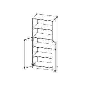 Schrank, 5 Ordnerhöhen, Türen unten (3 OH), oben 2 offene Fächer - B/H/T: 100x190x50 cm