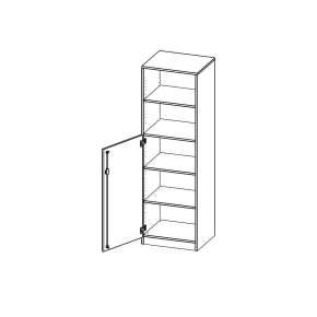 Schrank, 5 Ordnerhöhen, Tür unten (3 OH), oben 2 offene Fächer, Türanschlag links - B/H/T: 60x190x60 cm