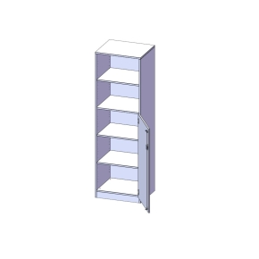 Schrank, 5 Ordnerhöhen, Tür unten (3 OH), oben 2 offene Fächer, Türanschlag links - B/H/T: 60x190x60 cm