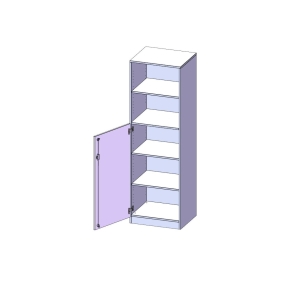 Schrank, 5 Ordnerhöhen, Tür unten (3 OH), oben 2 offene Fächer, Türanschlag links - B/H/T: 60x190x50 cm