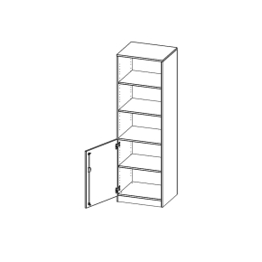 Schrank, 5 Ordnerhöhen, Tür unten (2 OH), oben 3 offene Fächer, Türanschlag links - B/H/T: 60x190x60 cm