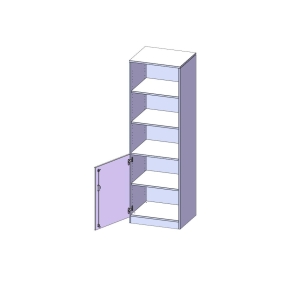 Schrank, 5 Ordnerhöhen, Tür unten (2 OH), oben 3 offene Fächer, Türanschlag links - B/H/T: 60x190x60 cm