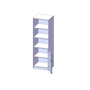 Schrank, 5 Ordnerhöhen, Tür unten (2 OH), oben 3 offene Fächer, Türanschlag rechts - B/H/T: 60x190x60 cm