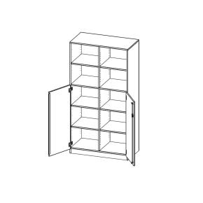 Schrank, 5 Ordnerhöhen, Türen unten (3 OH), oben 2 offene Fächer - B/H/T: 100x190x60 cm