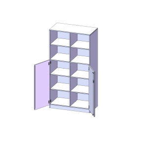 Schrank, 5 Ordnerhöhen, Türen unten (3 OH), oben 2 offene Fächer - B/H/T: 100x190x60 cm