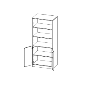 Schrank, 5 Ordnerhöhen, Türen unten (2 OH), oben 3 offene Fächer - B/H/T: 80x190x50 cm