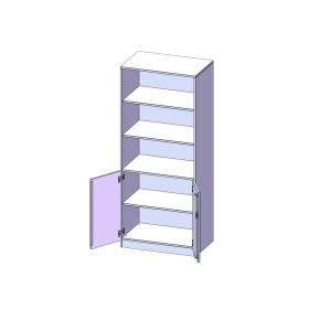 Schrank, 5 Ordnerhöhen, Türen unten (2 OH), oben 3 offene Fächer - B/H/T: 80x190x50 cm