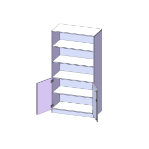 Schrank, 5 Ordnerhöhen, Türen unten (2 OH), oben 3 offene Fächer - B/H/T: 100x190x50 cm