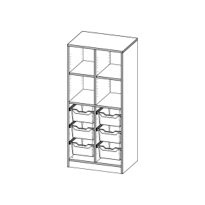 ErgoTray Regal, zweireihig, 4 Ordnerhöhen - B/H/T: 70.3x154x50 cm
