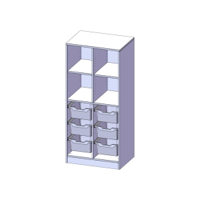 ErgoTray Regal, zweireihig, 4 Ordnerhöhen - B/H/T: 70.3x154x50 cm