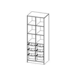 ErgoTray Regal, zweireihig, 5 Ordnerhöhen - B/H/T: 70.3x190x50 cm