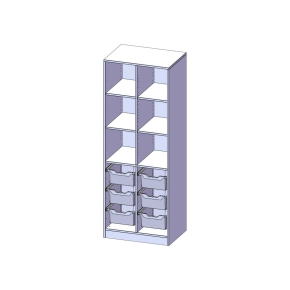 ErgoTray Regal, zweireihig, 5 Ordnerhöhen - B/H/T: 70.3x190x50 cm