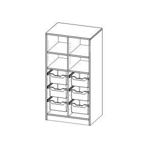 ErgoTray Regal, zweireihig, 3,5 Ordnerhöhen - B/H/T: 70.3x136x50 cm